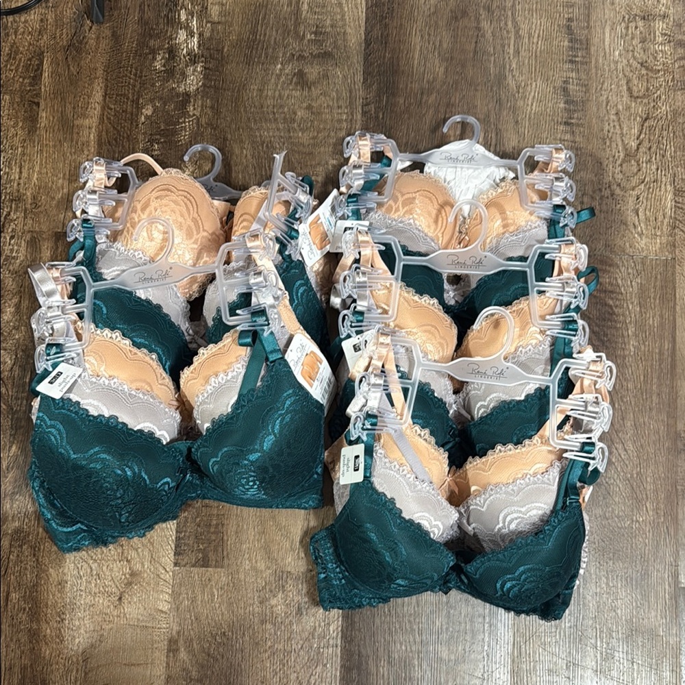 Rene Rofe Green and Cream Lace Bras Full Coverage